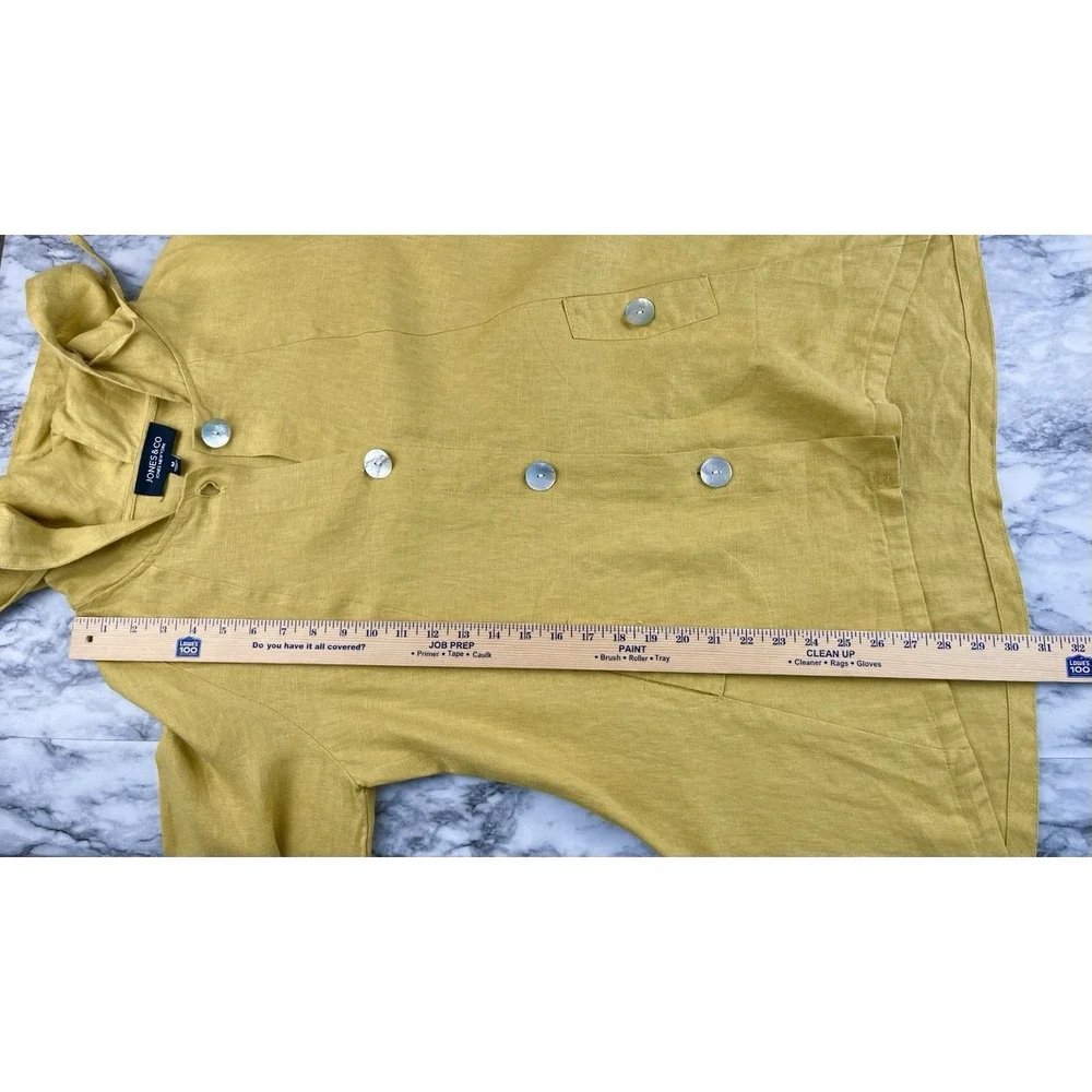 Jones & Co 100% Linen Jacket Poncho Hooded Button Front Swing Lagenlook‎ Sz M